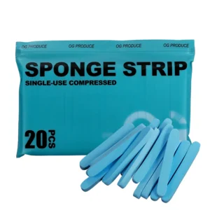 OG Produce Single-Use Compressed Sponge Strips – individually sealed, hygienic, soft PVA and seaweed sponges for tattoo ink wipes, skin cleaning, and aftercare