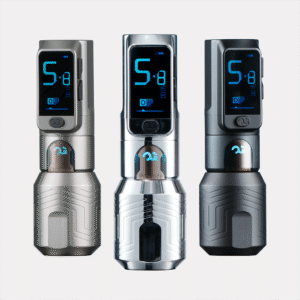 Silver Tattoo Pen Wirelss display OG wireless tattoo pen with three colours front image